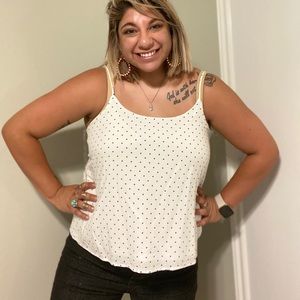 White tank with navy polka dots!!